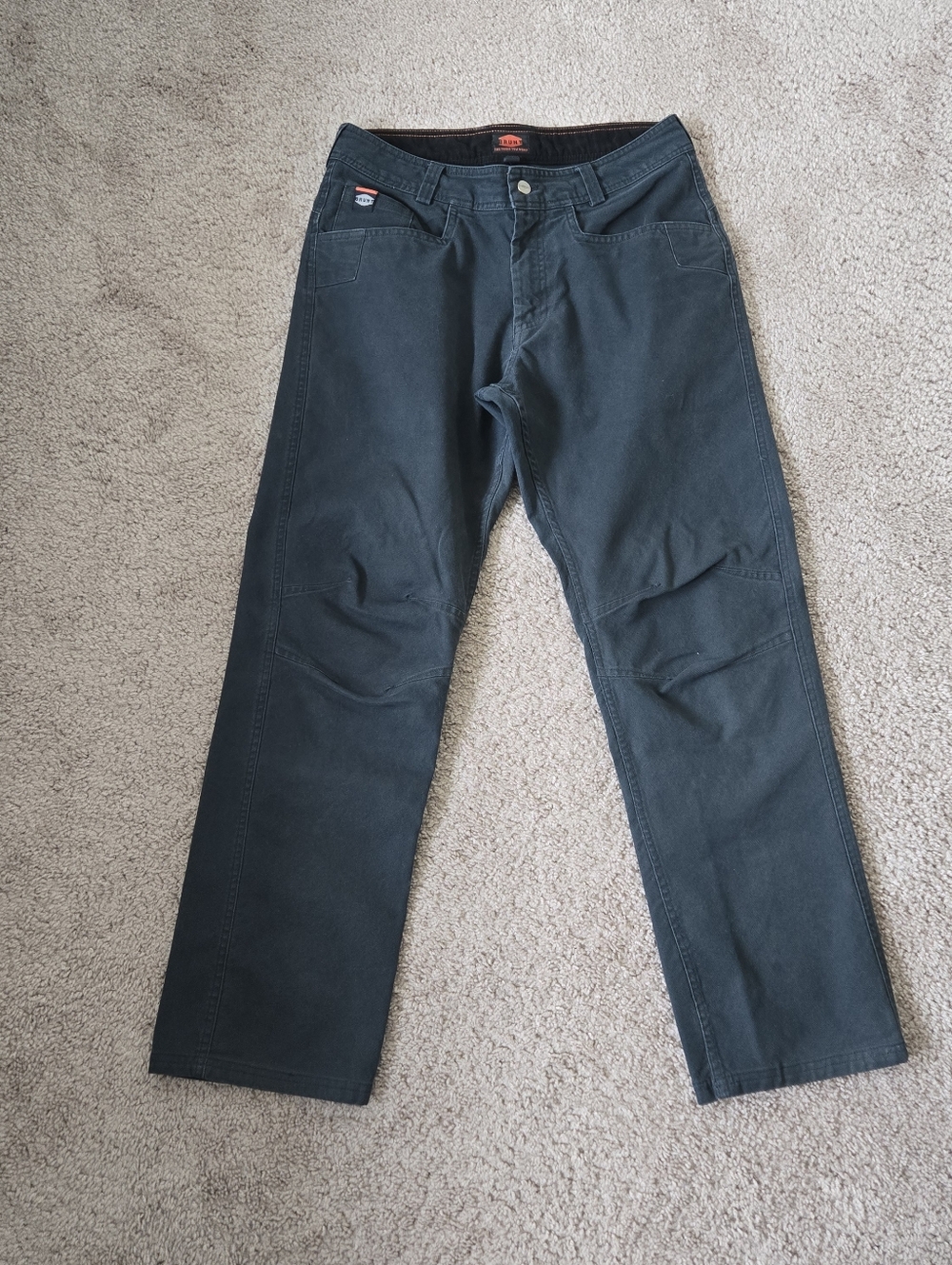Brunt Pants Mens 32×32 Canvas Workwear Cargo Utility Straight Leg Bkack